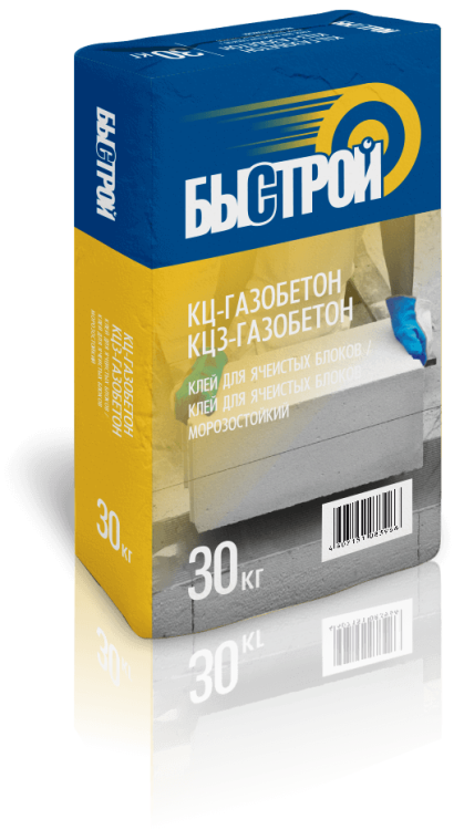 БЫСТРОЙ Клей для блоков и плит из ячеистого бетона КЦ-газобетон, мешок 30кг/48под