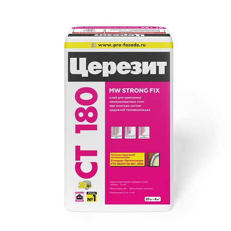 Клей фасадный для минеральных плит Ceresit CT 180 , 25кг